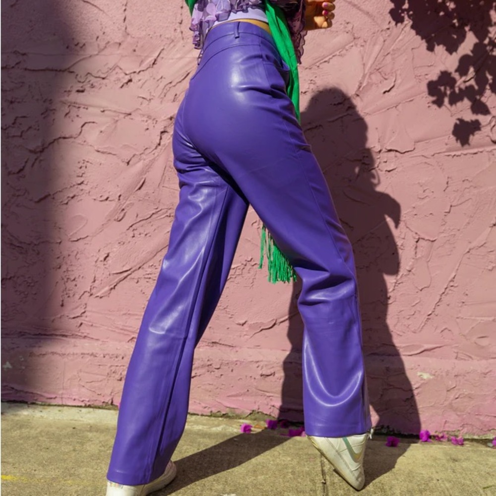 ESCADA 💜 Purple Lambskin Leather Pants 💜 SIZE 36